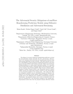 The Adversarial Security Mitigations of mmWave Beamforming Prediction
  Models using Defensive Distillation and Adversarial Retraining