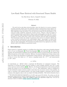 Low-Rank Phase Retrieval with Structured Tensor Models