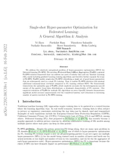 Single-shot Hyper-parameter Optimization for Federated Learning: A
  General Algorithm & Analysis