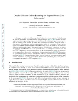 Oracle-Efficient Online Learning for Beyond Worst-Case Adversaries