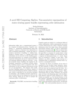 A novel HD Computing Algebra: Non-associative superposition of states
  creating sparse bundles representing order information