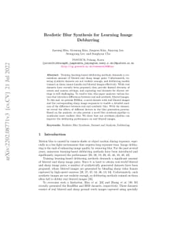 Realistic Blur Synthesis for Learning Image Deblurring