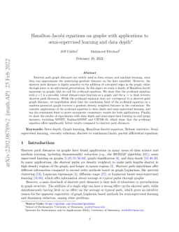 Hamilton-Jacobi equations on graphs with applications to semi-supervised
  learning and data depth