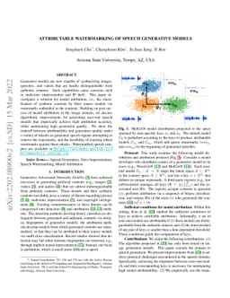 Attributable-Watermarking of Speech Generative Models