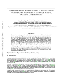 Machine learning models and facial regions videos for estimating heart
  rate: a review on Patents, Datasets and Literature