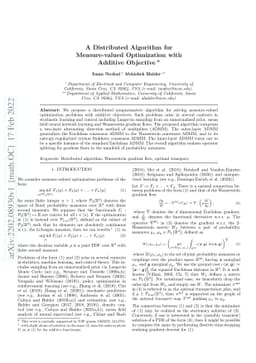 A Distributed Algorithm for Measure-valued Optimization with Additive
  Objective