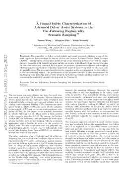 A Formal Safety Characterization of Advanced Driver Assist Systems in
  the Car-Following Regime with Scenario-Sampling