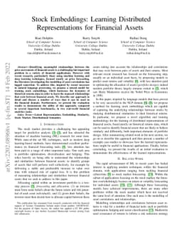 Stock Embeddings: Learning Distributed Representations for Financial
  Assets