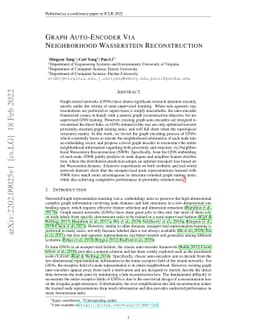 Graph Auto-Encoder Via Neighborhood Wasserstein Reconstruction