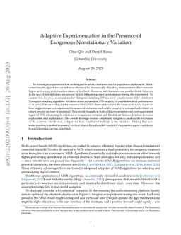 Adaptive Experimentation in the Presence of Exogenous Nonstationary
  Variation