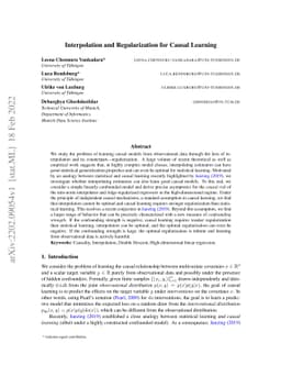 Interpolation and Regularization for Causal Learning