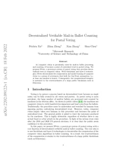 Decentralized Verifiable Mail-in Ballot Counting for Postal Voting