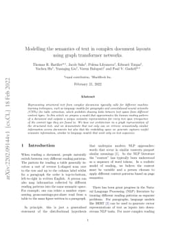 Modelling the semantics of text in complex document layouts using graph
  transformer networks