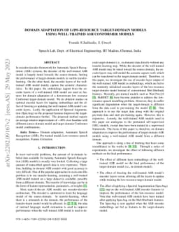 Domain Adaptation of low-resource Target-Domain models using
  well-trained ASR Conformer Models