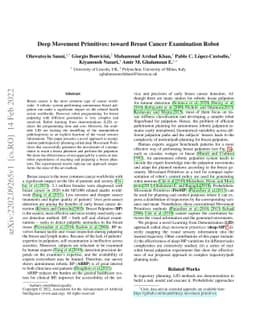 Deep Movement Primitives: toward Breast Cancer Examination Robot