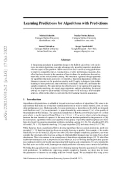 Learning Predictions for Algorithms with Predictions