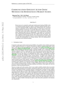 Communication-Efficient Actor-Critic Methods for Homogeneous Markov
  Games