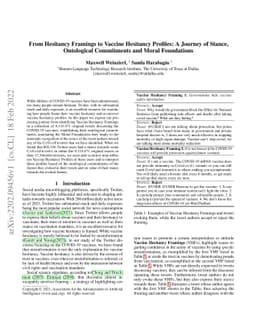 From Hesitancy Framings to Vaccine Hesitancy Profiles: A Journey of
  Stance, Ontological Commitments and Moral Foundations