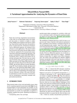 Mixed Effects Neural ODE: A Variational Approximation for Analyzing the
  Dynamics of Panel Data