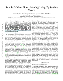 Sample Efficient Grasp Learning Using Equivariant Models