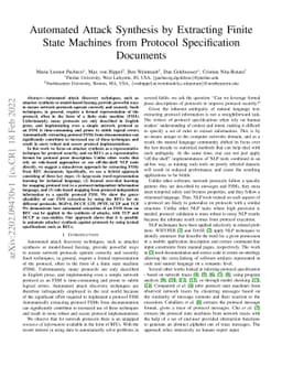 Automated Attack Synthesis by Extracting Finite State Machines from
  Protocol Specification Documents