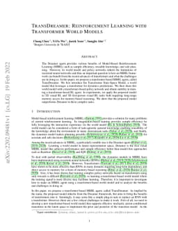 TransDreamer: Reinforcement Learning with Transformer World Models