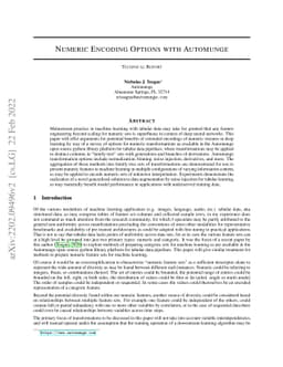 Numeric Encoding Options with Automunge