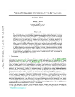 Parsed Categoric Encodings with Automunge