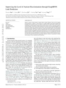 Improving the Level of Autism Discrimination through GraphRNN Link
  Prediction