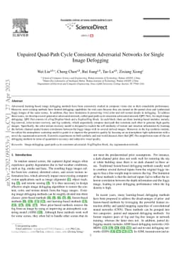 Unpaired Quad-Path Cycle Consistent Adversarial Networks for Single
  Image Defogging