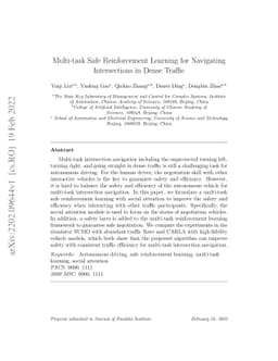 Multi-task Safe Reinforcement Learning for Navigating Intersections in
  Dense Traffic