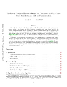 The Pareto Frontier of Instance-Dependent Guarantees in Multi-Player
  Multi-Armed Bandits with no Communication