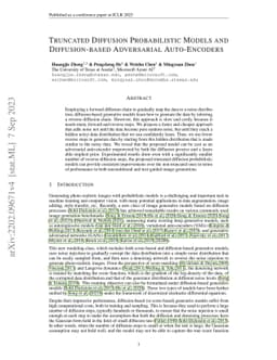 Truncated Diffusion Probabilistic Models and Diffusion-based Adversarial
  Auto-Encoders