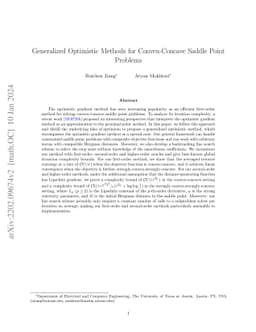 Generalized Optimistic Methods for Convex-Concave Saddle Point Problems