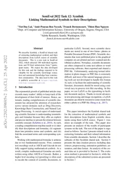 SemEval 2022 Task 12: Symlink- Linking Mathematical Symbols to their
  Descriptions