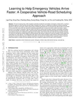 Learning to Help Emergency Vehicles Arrive Faster: A Cooperative
  Vehicle-Road Scheduling Approach