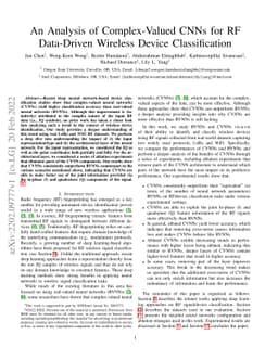 An Analysis of Complex-Valued CNNs for RF Data-Driven Wireless Device
  Classification