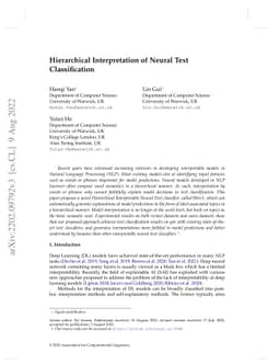 Hierarchical Interpretation of Neural Text Classification