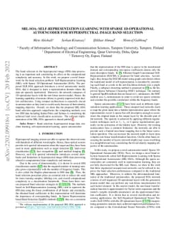 SRL-SOA: Self-Representation Learning with Sparse 1D-Operational
  Autoencoder for Hyperspectral Image Band Selection