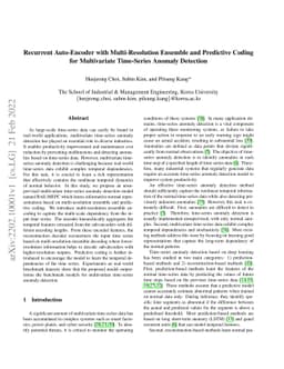 Recurrent Auto-Encoder With Multi-Resolution Ensemble and Predictive
  Coding for Multivariate Time-Series Anomaly Detection