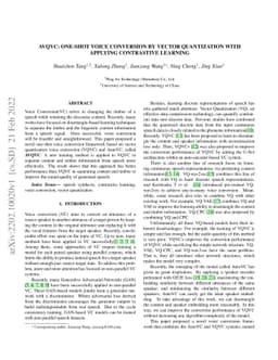 AVQVC: One-shot Voice Conversion by Vector Quantization with applying
  contrastive learning