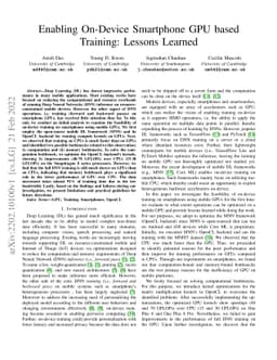 Enabling On-Device Smartphone GPU based Training: Lessons Learned