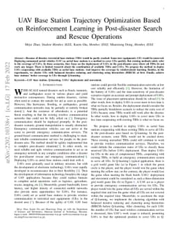 UAV Base Station Trajectory Optimization Based on Reinforcement Learning
  in Post-disaster Search and Rescue Operations