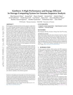 GenStore: A High-Performance and Energy-Efficient In-Storage Computing
  System for Genome Sequence Analysis