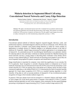 Malaria detection in Segmented Blood Cell using Convolutional Neural
  Networks and Canny Edge Detection