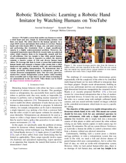Robotic Telekinesis: Learning a Robotic Hand Imitator by Watching Humans
  on Youtube