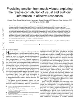 Predicting emotion from music videos: exploring the relative
  contribution of visual and auditory information to affective responses
