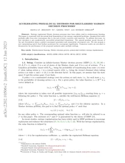 Accelerating Primal-dual Methods for Regularized Markov Decision
  Processes