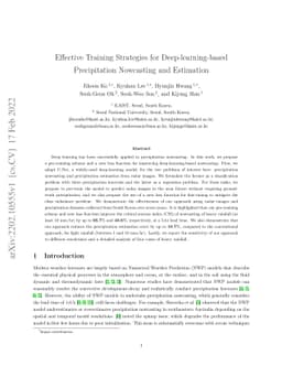 Effective Training Strategies for Deep-learning-based Precipitation
  Nowcasting and Estimation