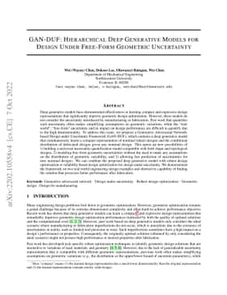 GAN-DUF: Hierarchical Deep Generative Models for Design Under Free-Form
  Geometric Uncertainty